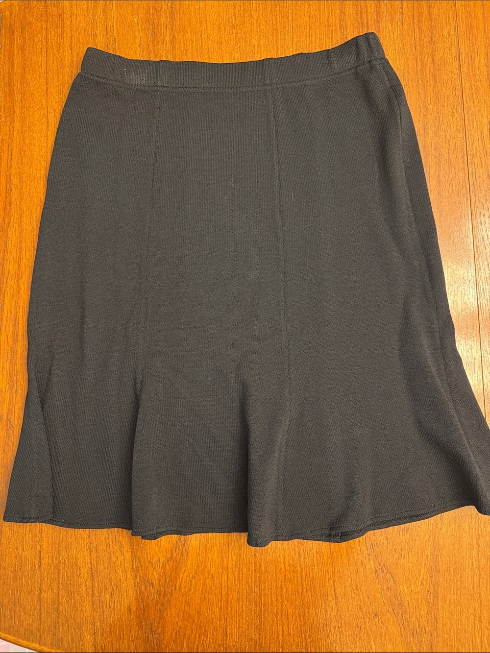 St. John Black A-Line Flared Knit Skirt
